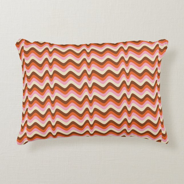 Coussins Décoratifs 70s retro brown and pink wave pattern  (Devant)