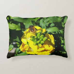 Coussins Décoratifs Abeille sur Fleurs Jaunes