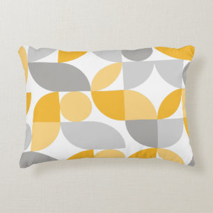 Coussins Décoratifs Abstrait Géométrique Jaune Gris Moderne du Milieu 