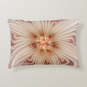 Coussins Décoratifs Abstrait Moderne Peach Pastel Flower Fractal Art