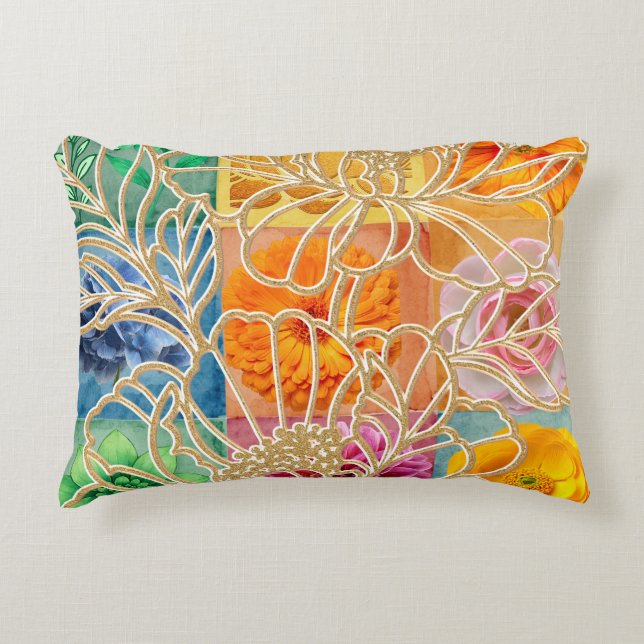 Coussins Décoratifs Accent de fleur dorée Oreiller (Devant)