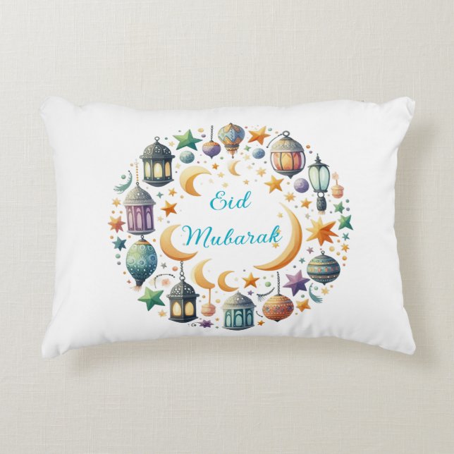 Coussins Décoratifs Accent Pillow-Eid Mubarak Wreath Accent Pillow (Devant)