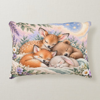 Coussins Décoratifs Accents de nurserie aquarelle Animaux de la forêt