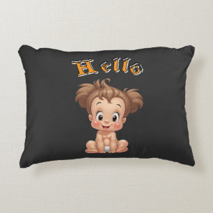 Coussins Décoratifs Adorable Cartoon Baby Sitting Cheerfully with Cute