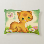 Coussins Décoratifs adorable imprimé de chaton aux yeux verts (Dos)