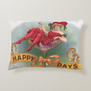 Coussins Décoratifs Affiche de femme vintage dans un verre à champagne