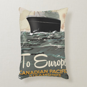 Coussins Décoratifs Affiche de voyage canadienne vintage pour l'Europe