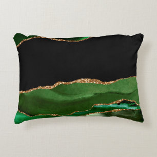 Coussins Décoratifs Agate Marbrée Vert Émeraude Pierre Contemporaine