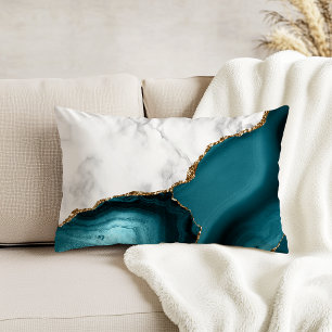 Coussins Décoratifs Agate Turquoise dorée Marbre blanc