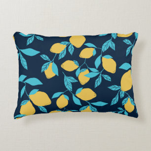 Coussins Décoratifs Agrumes simples : citrons sur le bleu.