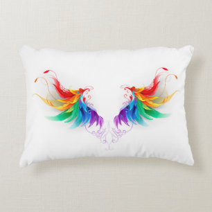 Coussins Décoratifs Ailes fluffy arc-en-ciel
