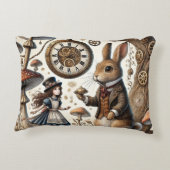 Coussins Décoratifs Alice au pays des merveilles Lapin Blanc thé Art (Dos)