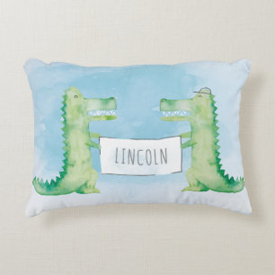 Coussins Décoratifs Alligators peints à l'aquarelle avec enseigne pers