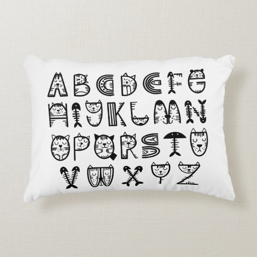 Coussins Décoratifs Alphabets d'impression de dessin de chat (Devant)