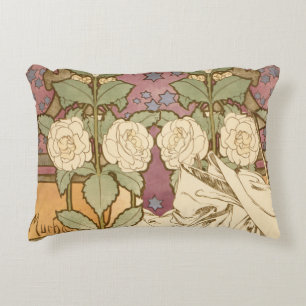 Coussins Décoratifs Alphonse Mucha Étoiles Élégantes Art Nouveau Camél