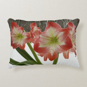 Coussins Décoratifs Amaryllis dans la neige Fleurs rouges de vacances