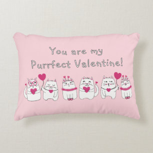 Coussins Décoratifs Amoureux de chats mignons Saint-Valentin rose