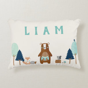 Coussins Décoratifs Animaux de la forêt Ours Renard Marine Brun Bleu R