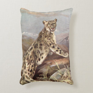 Coussins Décoratifs Animaux Sauvages Vintage, Léopard des Neiges par C