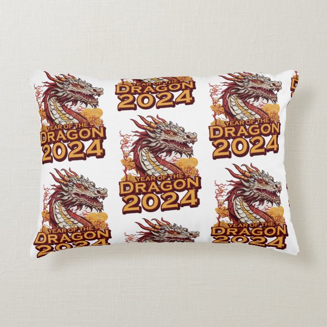 Coussins Décoratifs Année du dragon 2024 Throw Pillows, Dragon 2024 (Devant)