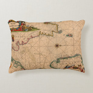 Coussins Décoratifs Antique vieille carte inspirée (1)