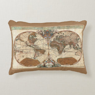 Coussins Décoratifs antique vintage 1691 Sanson carte du monde