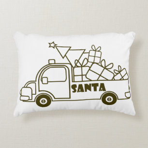 Coussins Décoratifs Aperçu camion de Noël Père Noël vue côté voiture