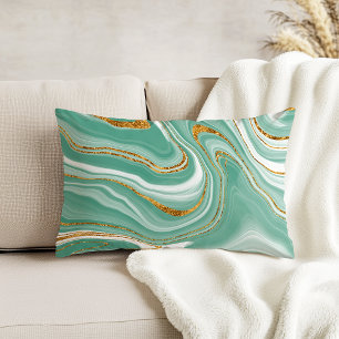Coussins Décoratifs Aquarelle Agate Mint Vert Gold Faux Parties scinti