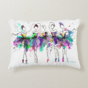 Coussins Décoratifs Aquarelle Ballerinas : Bright Dance Illustration