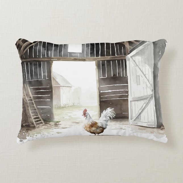 Coussins Décoratifs Aquarelle de ferme dans une grange (Devant)