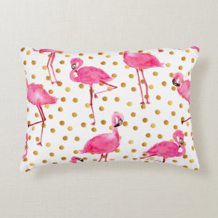 Coussins Décoratifs Aquarelle flamants roses avec matelas à points dor