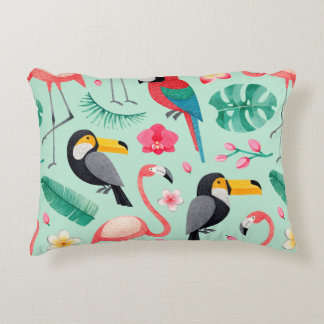 Coussins Décoratifs Aquarelle illustrations d'oiseaux, fleur tropicale