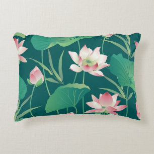 Coussins Décoratifs Aquarelle lotus : fleurs vintages sans soudure.