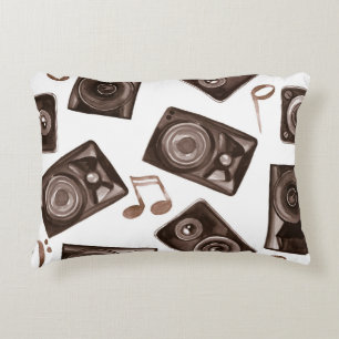 Coussins Décoratifs Aquarelle Musique Haut-parleurs Sepia Motif