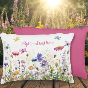 Coussins Décoratifs Aquarelle Papillons fleur sauvage texte de livre