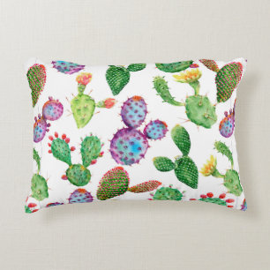 Coussins Décoratifs Aquarelle peinte à la main de cactus tropicaux. In