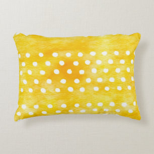 Coussins Décoratifs Aquarelle Polka Dot - Terre Jaune et Blanc (1)