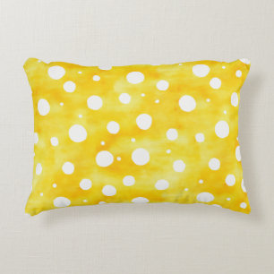 Coussins Décoratifs Aquarelle Polka Dot - Terre Jaune et Blanc (2)