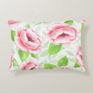 Coussins Décoratifs Aquarelle Rose Corail - Floral Romantique