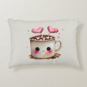 Coussins Décoratifs Aquarelle rose et crème mignonne Chocolat chaud Mu