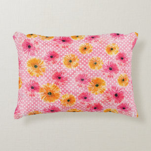 Coussins Décoratifs Aquarelle rose et jaune gerbera fleurs motif