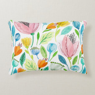 Coussins Décoratifs Aquarelle transparente motif avec rose et jaune f