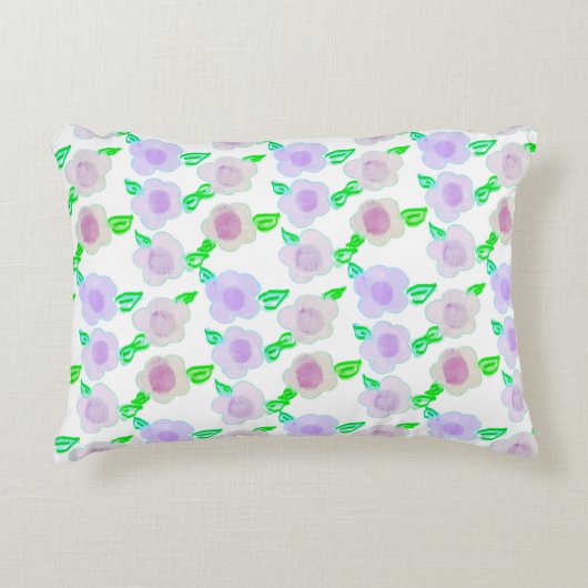 Coussins Décoratifs Aquarelle violette mignonne Art Floral (Devant)