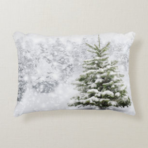 Coussins Décoratifs Arbre de sapin dans la neige épaisse