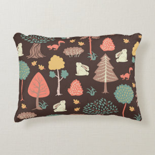 Coussins Décoratifs Arbres Animaux : Scène Naturelle Dessinée À La Mai