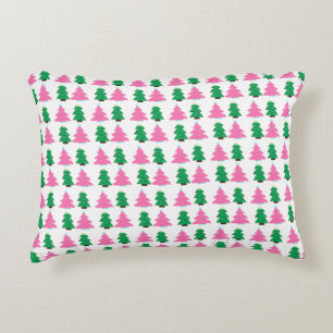 Coussins Décoratifs Arbres de Noël verts et roses