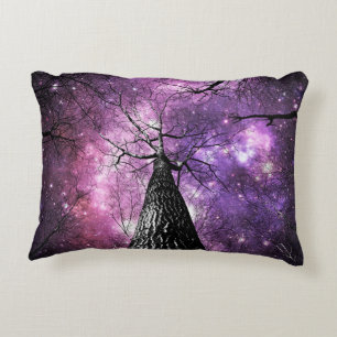 Coussins Décoratifs Arbres hivernaux Cieux de galaxie rose violet