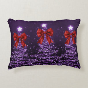 Coussins Décoratifs Arbres scintillants de Noël violets avec un faux n