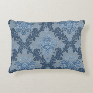 Coussins Décoratifs Ardoise Bleu Fumé Poudre Bleue Douce Élégant Damas