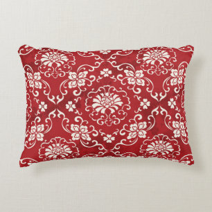 Coussins Décoratifs Arrière - plan chinois en spirale rouge fleur.